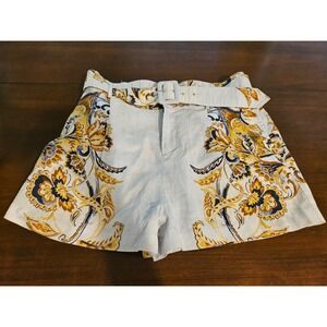 JOIE 100% Linen Multicolor Floral Dress Shorts With Matching Belt Large